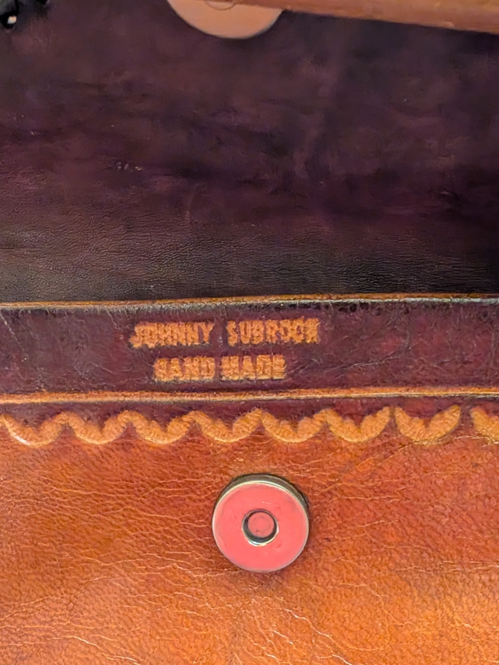 VINTAGE *Hand Made* Brown Leather Purse - Picture 3 of 5